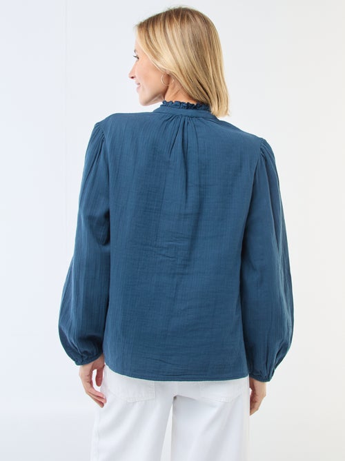 Cotton Gauze Blouse with Scalloped Edges - Kiabi
