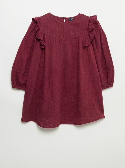 Cotton gauze dress with ruffled armholes - Kiabi Cotton gauze dress with ruffled armholes - Kiabi