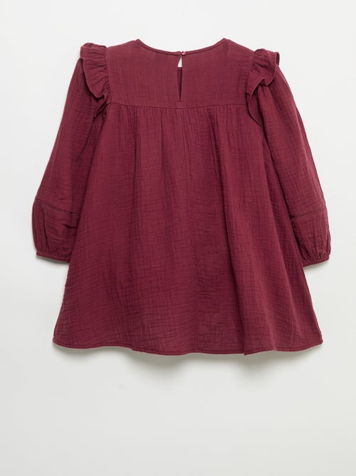 Cotton gauze dress with ruffled armholes - Kiabi Cotton gauze dress with ruffled armholes - Kiabi