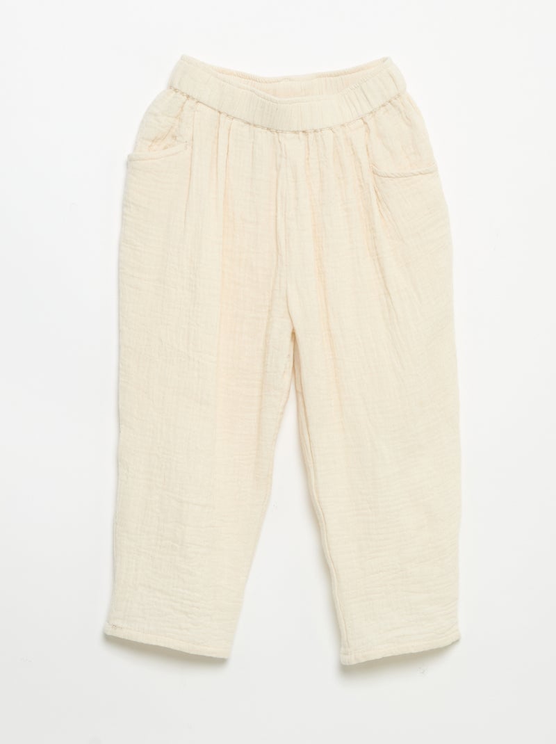 Cotton Gauze Pants White - Kiabi