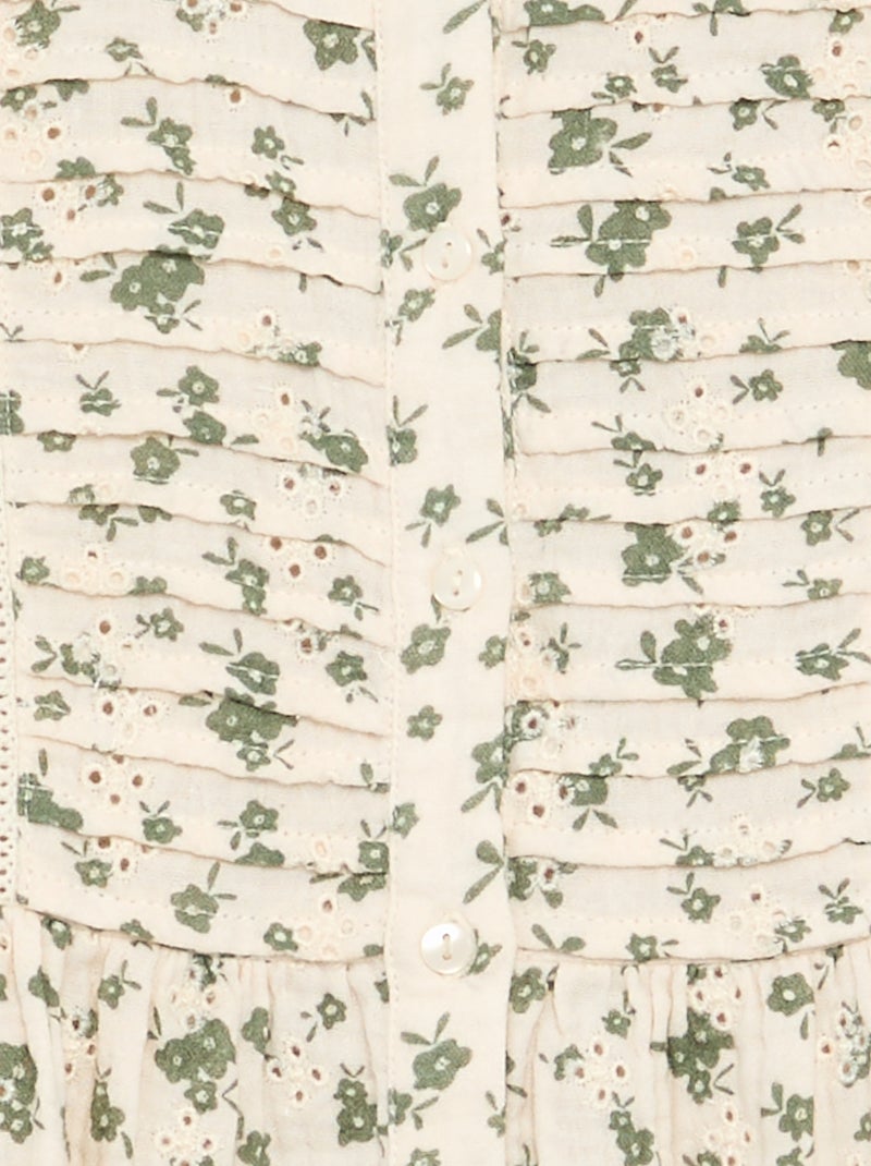 Cotton gauze printed dress Khaki - Kiabi