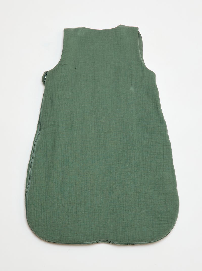 Cotton Gauze Sleeping Bag with Detachable Sleeves TOG 2.5 Green - Kiabi