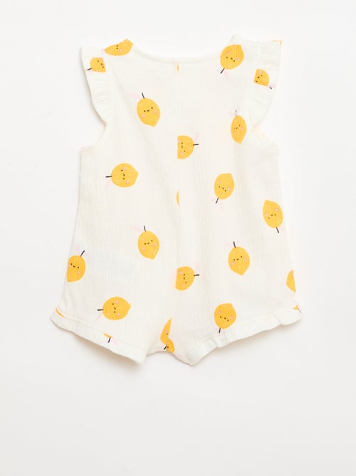 Cotton jersey romper with ruffled sleeves - Kiabi