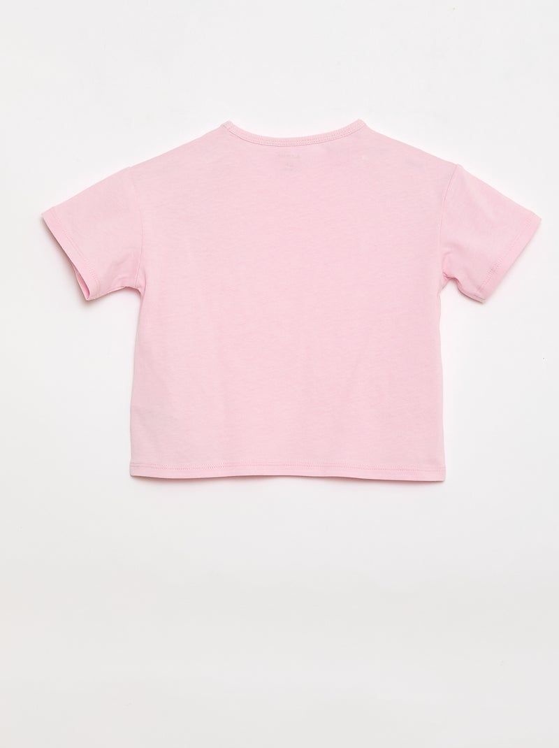Cotton jersey T-shirt with heart patch Pink - Kiabi