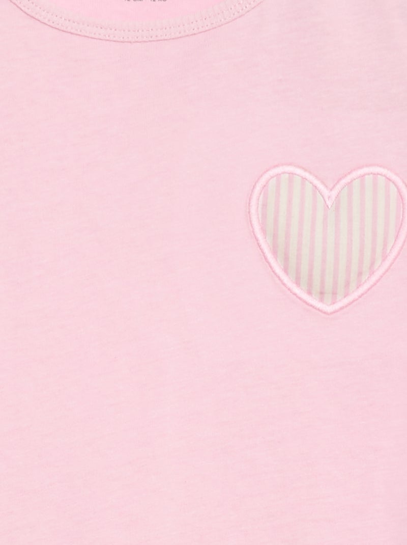 Cotton jersey T-shirt with heart patch Pink - Kiabi
