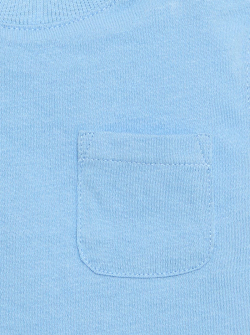 Cotton Jersey Tank Top with Chest Pocket Blue - Kiabi