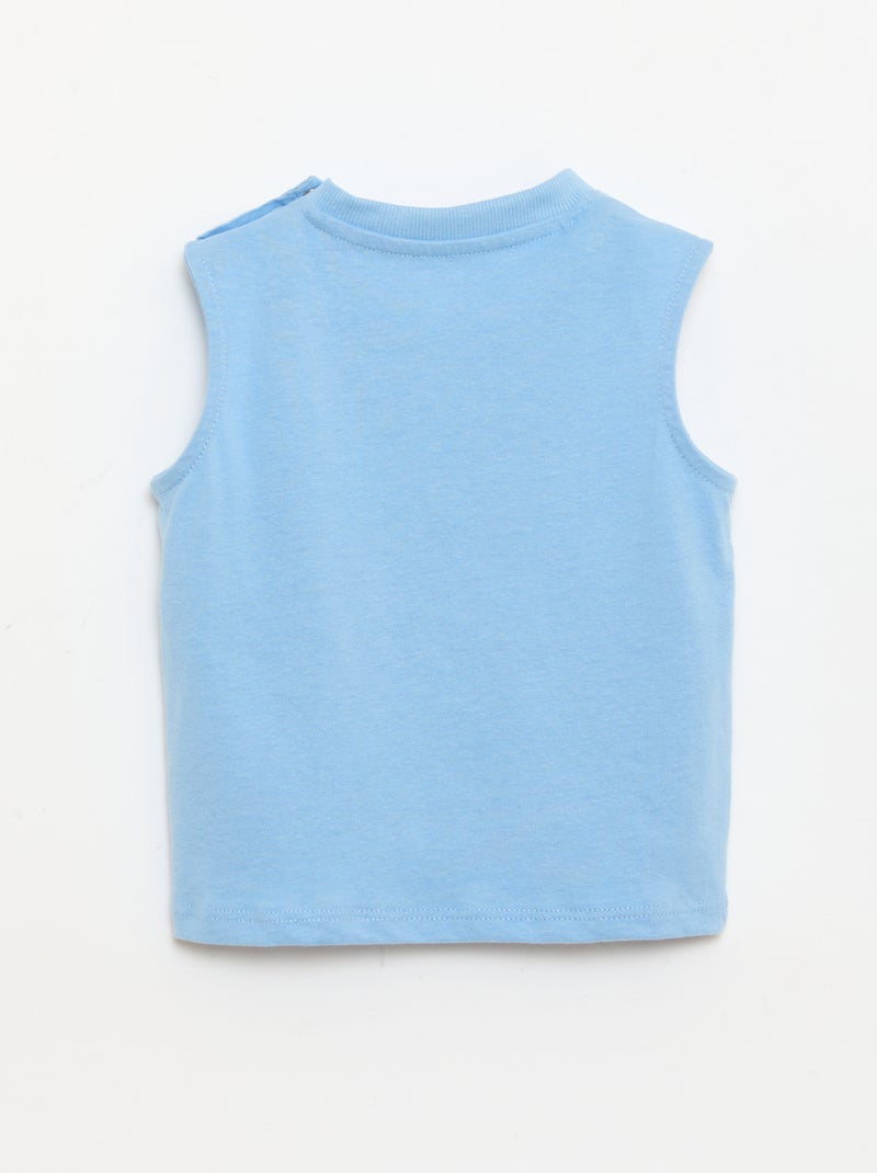 Cotton Jersey Tank Top with Chest Pocket Blue - Kiabi