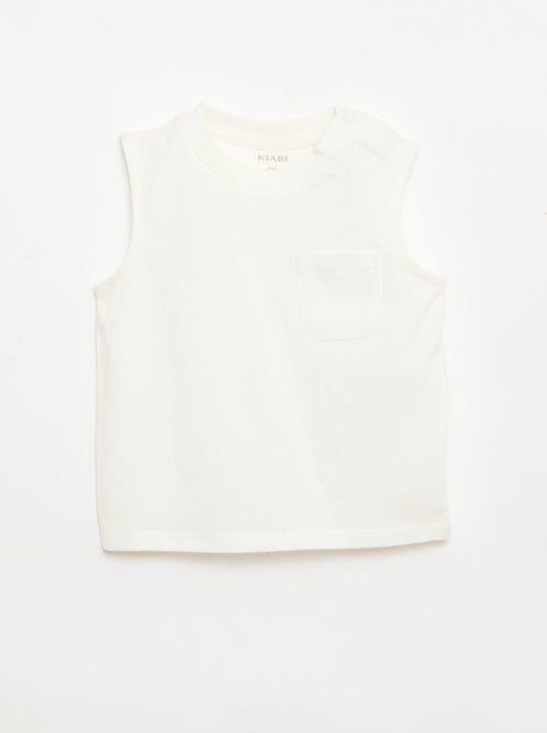 Cotton Jersey Tank Top with Chest Pocket - Kiabi