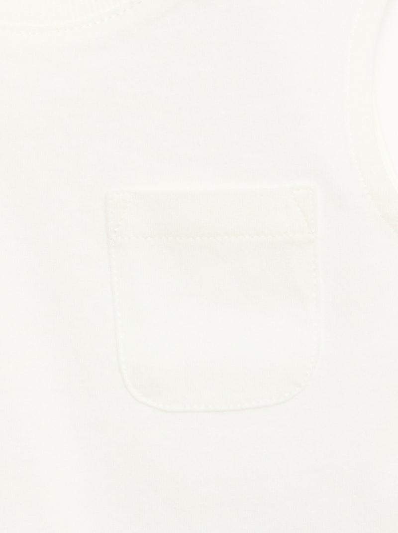 Cotton Jersey Tank Top with Chest Pocket White - Kiabi