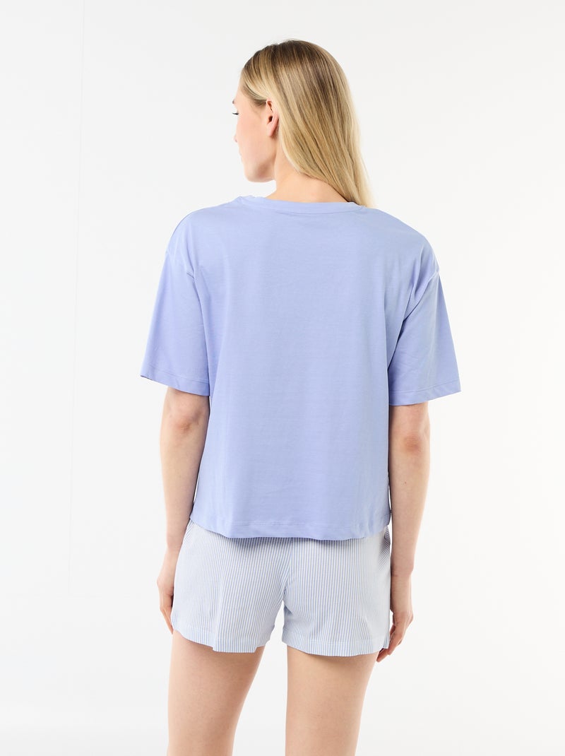 Cotton Jersey Top & Shorts Pyjama Set Blue - Kiabi