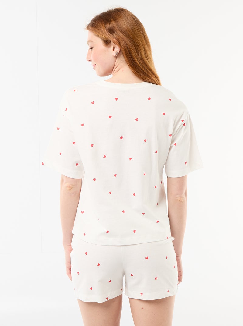 Cotton Jersey Top & Shorts Pyjama Set White - Kiabi