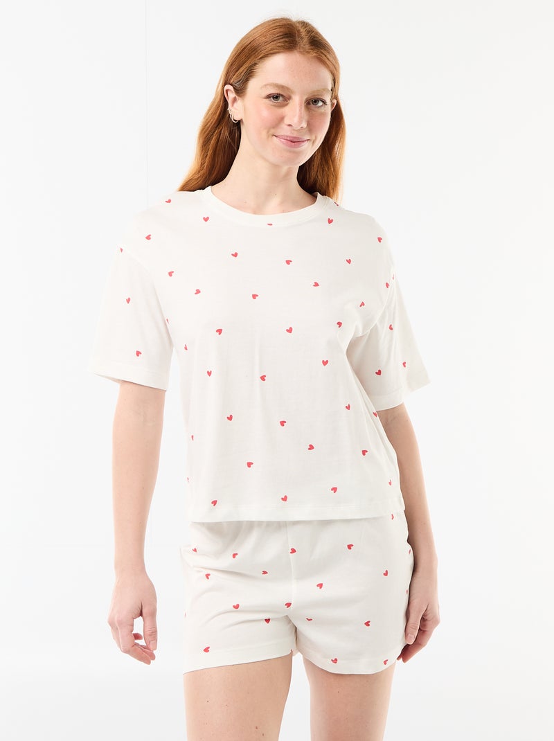 Cotton Jersey Top & Shorts Pyjama Set White - Kiabi