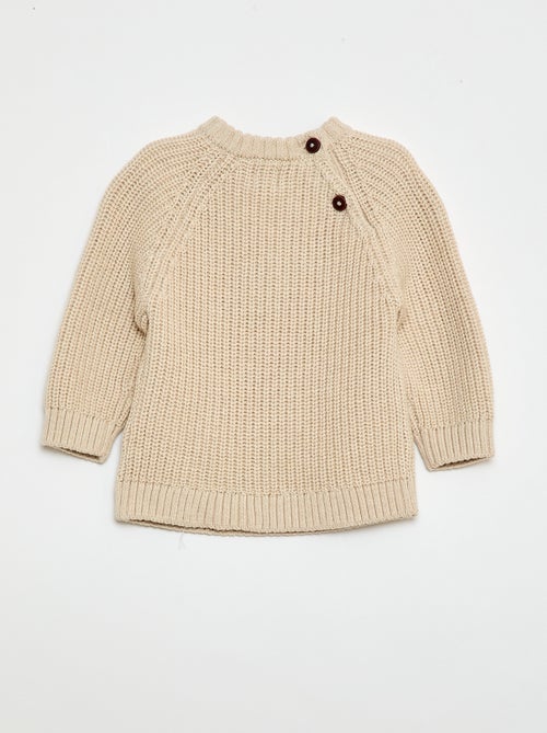 Cotton knit sweater with pearl stitch - Kiabi