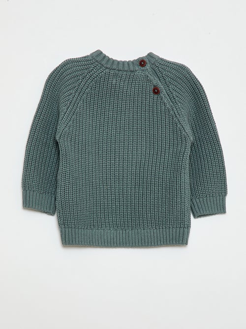 Cotton knit sweater with pearl stitch - Kiabi