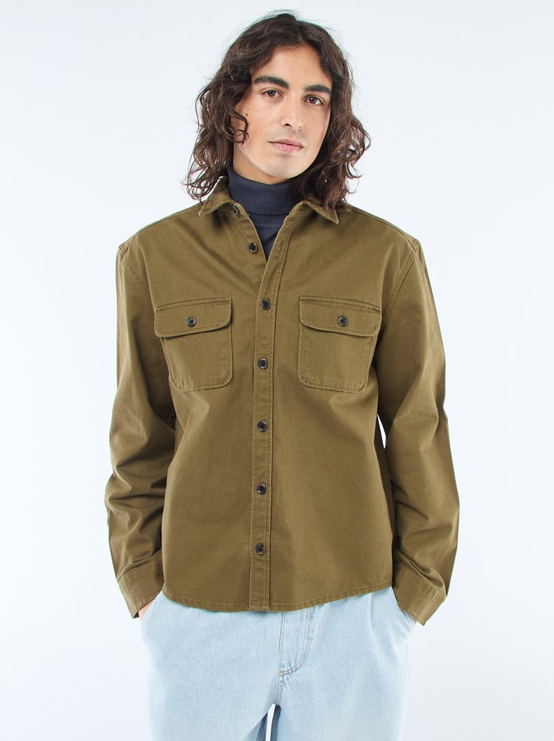 Cotton Overshirt Green - Kiabi