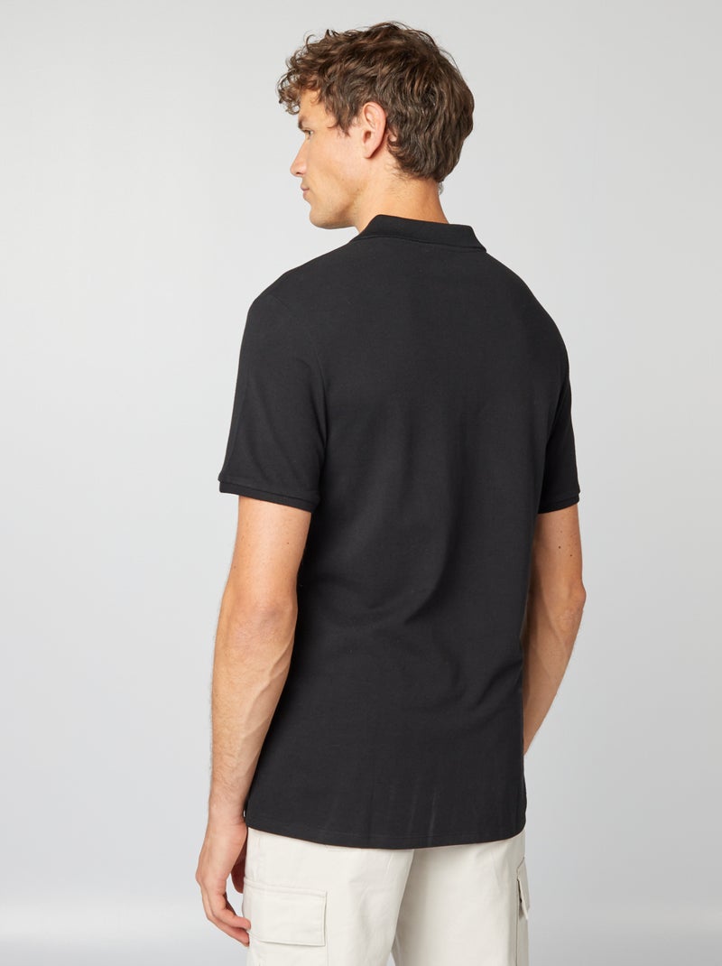 Cotton pique polo shirt black - Kiabi