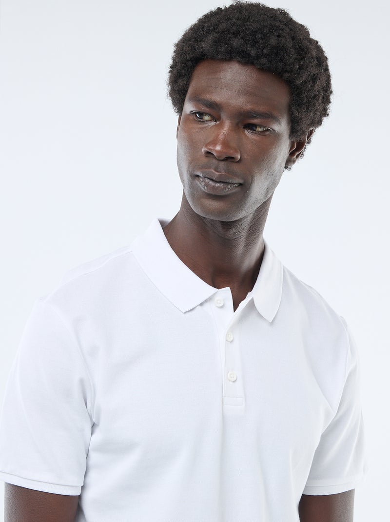 Cotton pique polo shirt white - Kiabi
