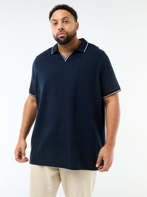 Cotton Piqué Polo Shirt with Buttonless Polo Collar - Kiabi