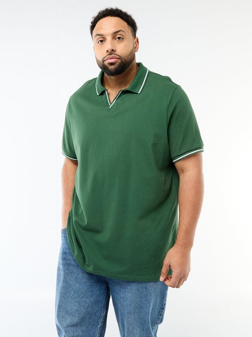 Cotton Piqué Polo Shirt with Buttonless Polo Collar - Kiabi