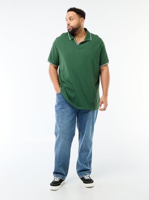 Cotton Piqué Polo Shirt with Buttonless Polo Collar - Kiabi