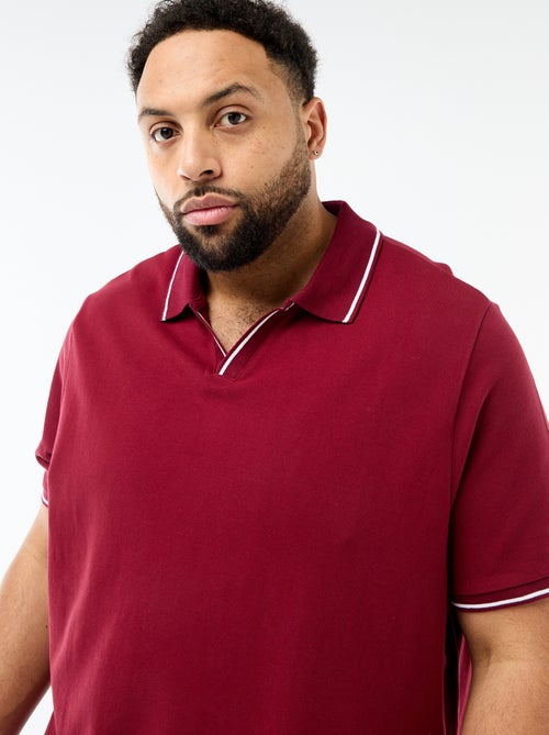 Cotton Piqué Polo Shirt with Buttonless Polo Collar - Kiabi