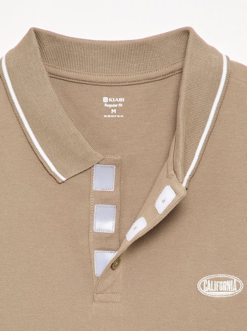Cotton piqué polo shirt with chest embroidery - Kiabi