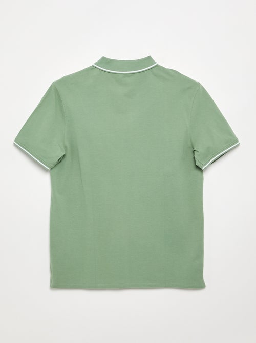 Cotton piqué polo shirt with chest embroidery - Kiabi