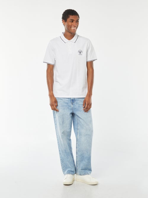 Cotton piqué polo shirt with chest embroidery - Kiabi