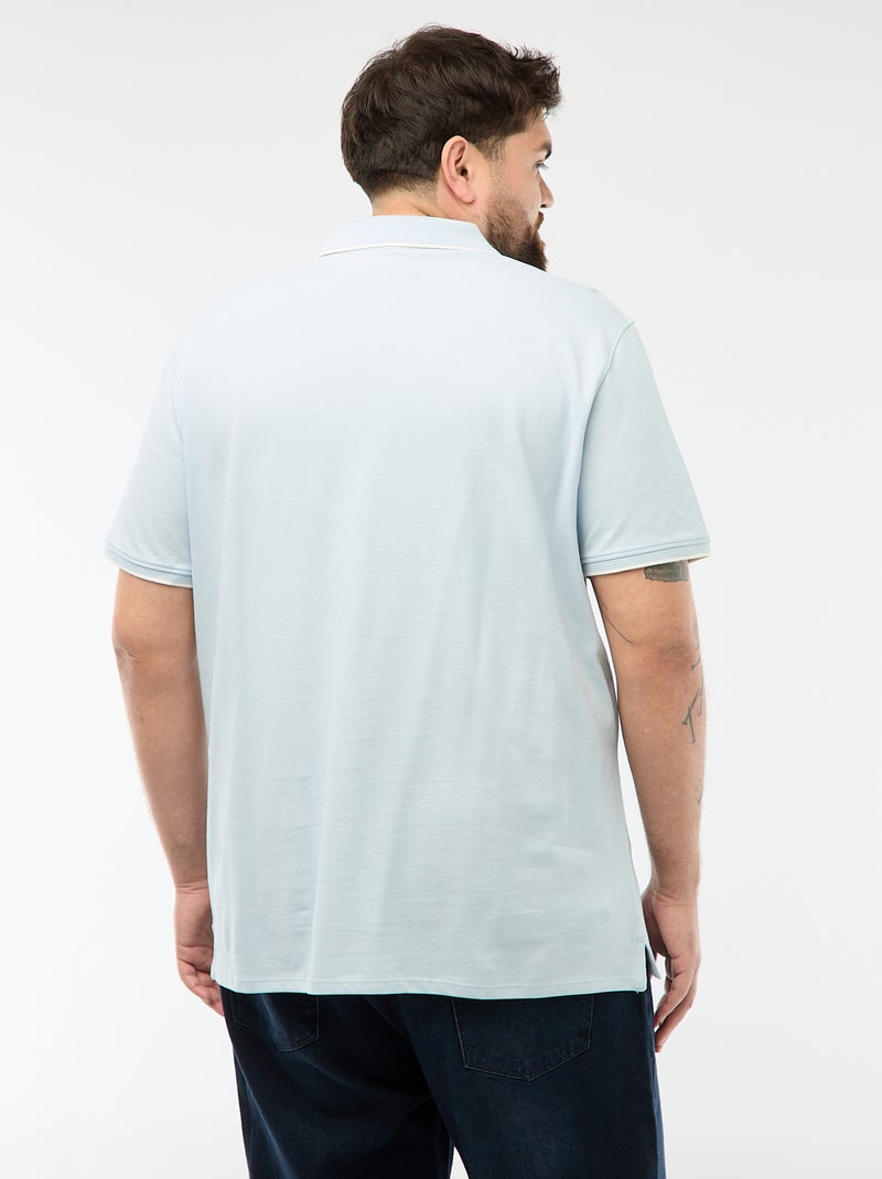 Cotton polo shirt with contrasting details Blue - Kiabi