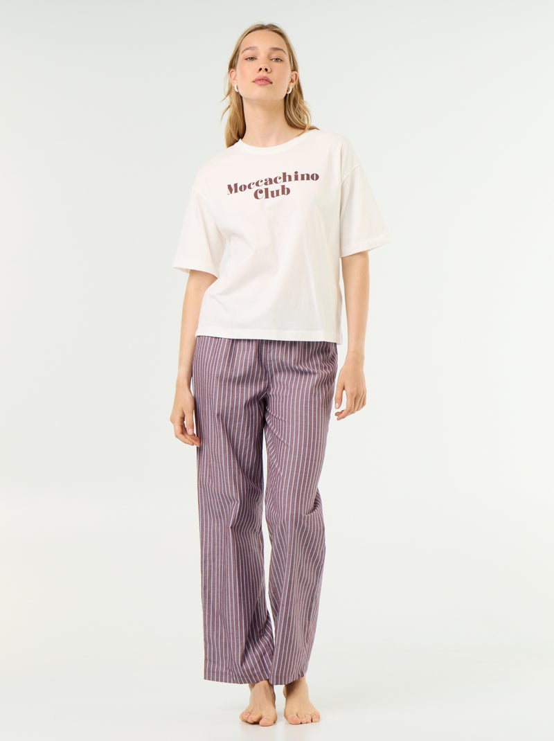 Cotton Pyjama Set - T-shirt & Pants Brown - Kiabi
