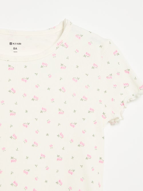 Cotton Ribbed Knit Pajama Set: Top and Shorts - Kiabi