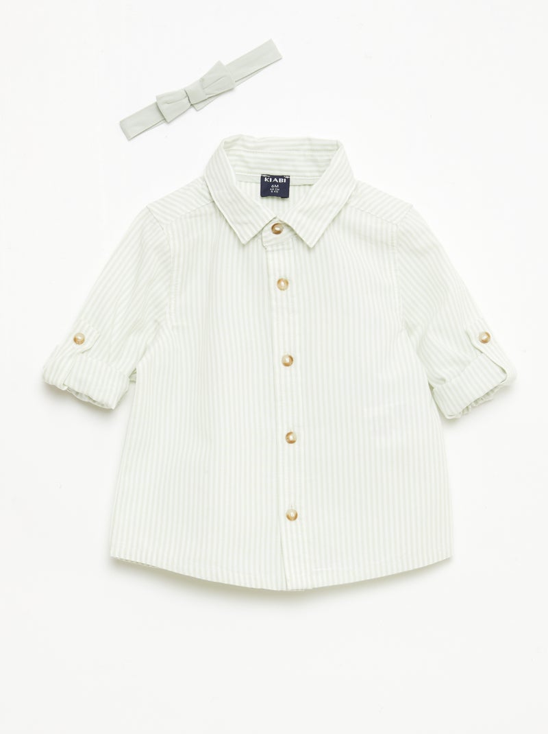 Cotton Shirt with Detachable Bow Tie White - Kiabi