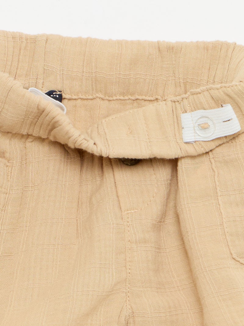 Cotton Shorts with 2 Patch Pockets Beige - Kiabi