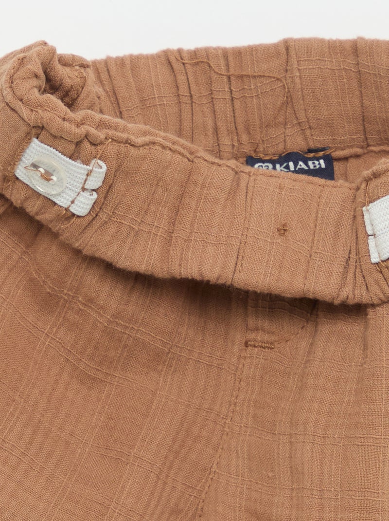 Cotton Shorts with 2 Patch Pockets Brown - Kiabi