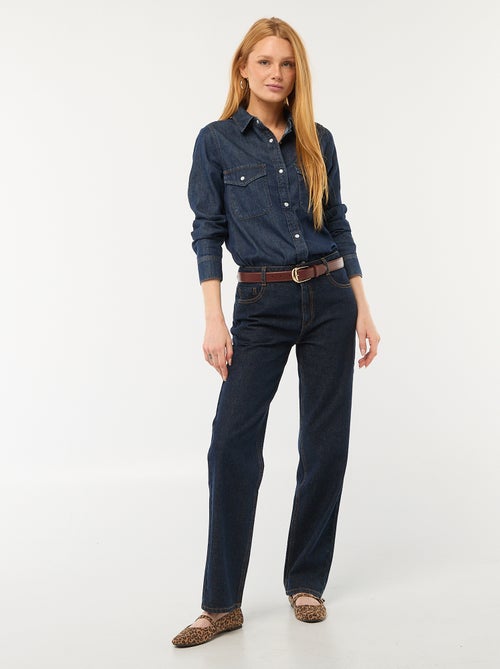 Cotton Straight Denim Jeans - Kiabi