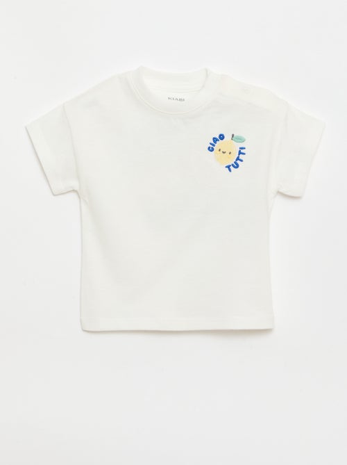 Cotton T-shirt with chest embroidery - Kiabi