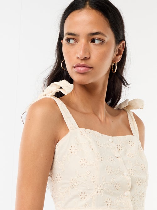 Cotton Tank Top with Tie Straps - Kiabi