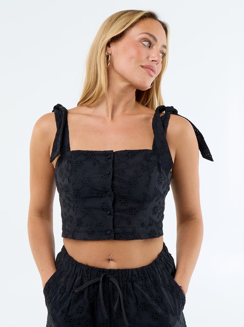 Cotton Tank Top with Tie Straps - Kiabi