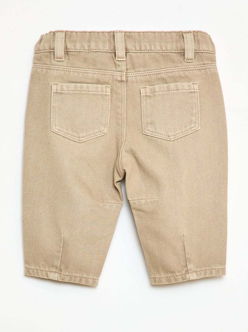 Cotton twill paperbag trousers Beige - Kiabi