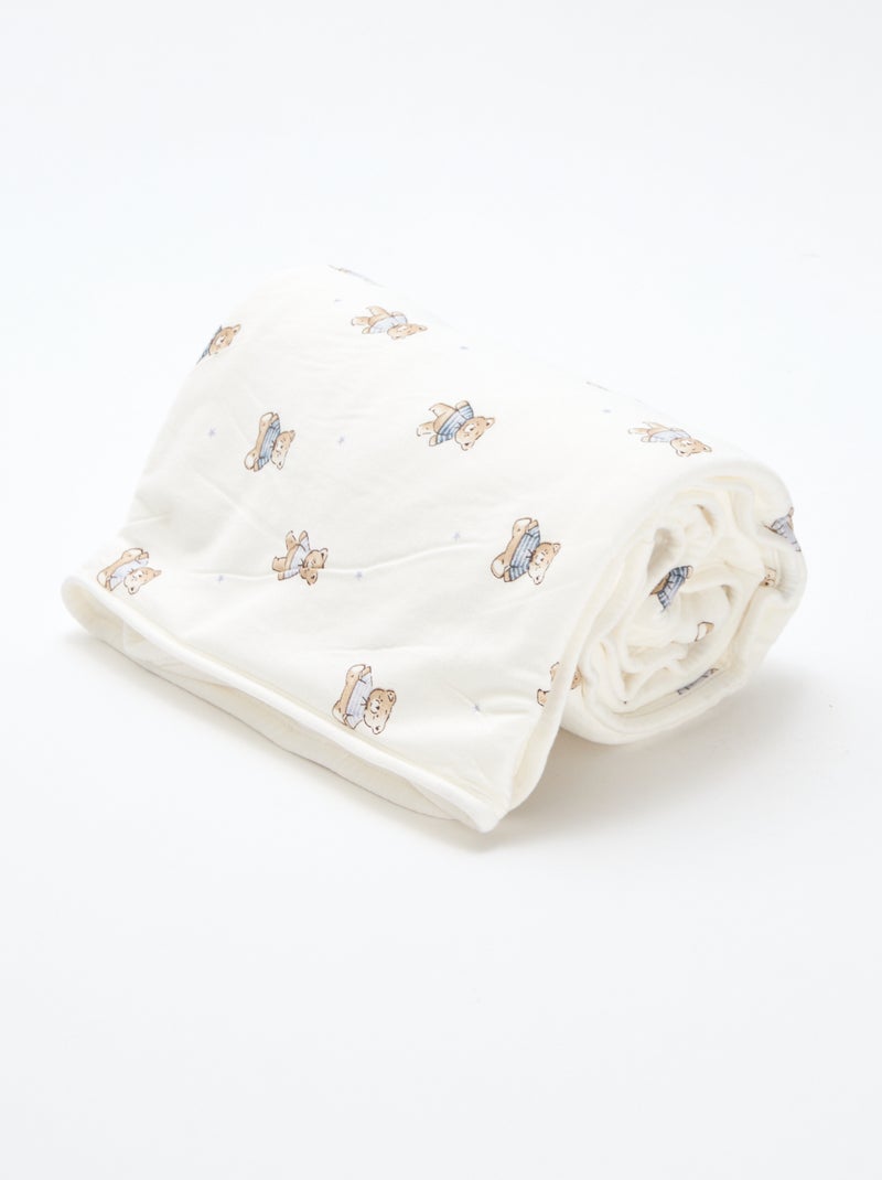 Couverture imprimé en coton jersey Beige - Kiabi