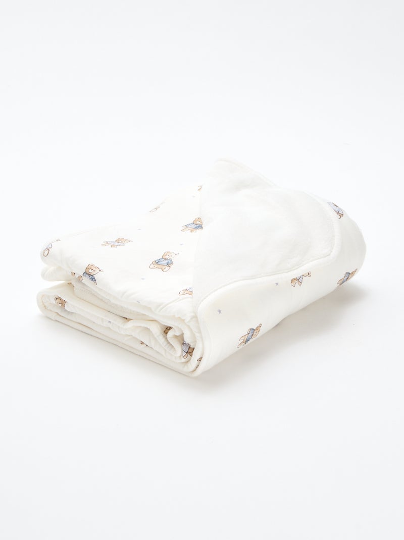 Couverture imprimé en coton jersey Beige - Kiabi