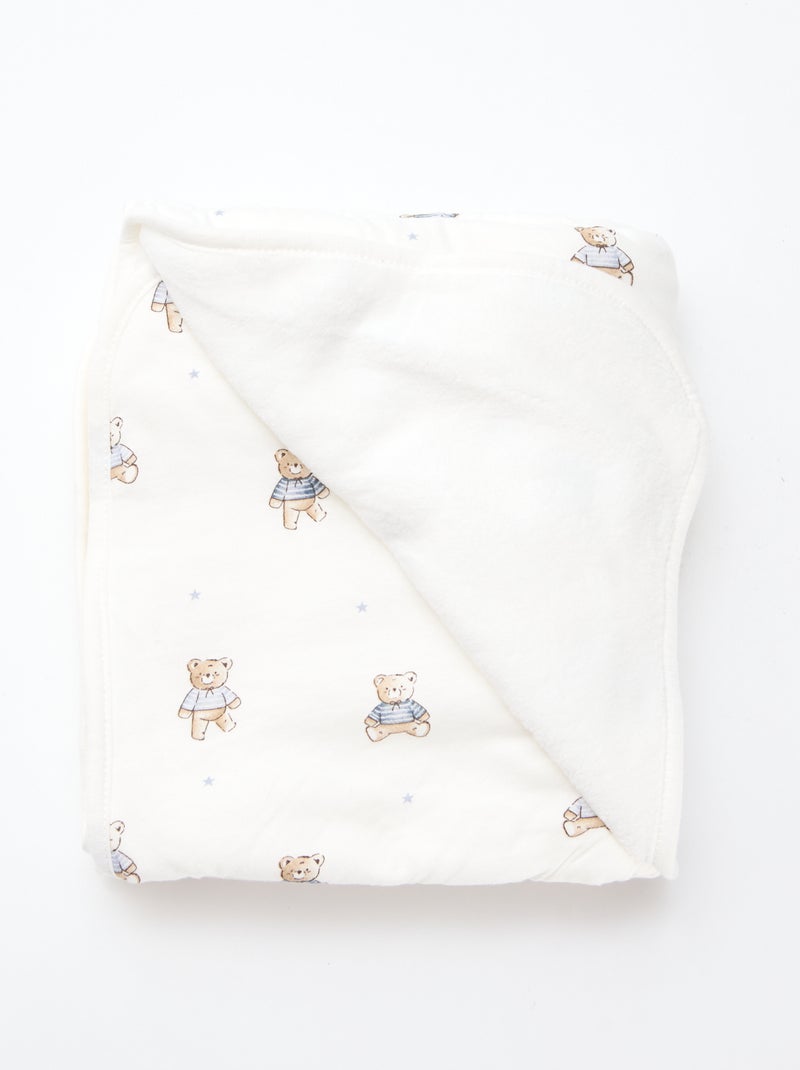 Couverture imprimé en coton jersey Beige - Kiabi