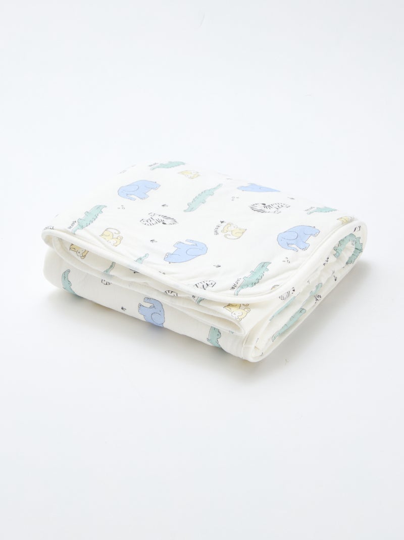 Couverture imprimé en coton jersey Blanc - Kiabi