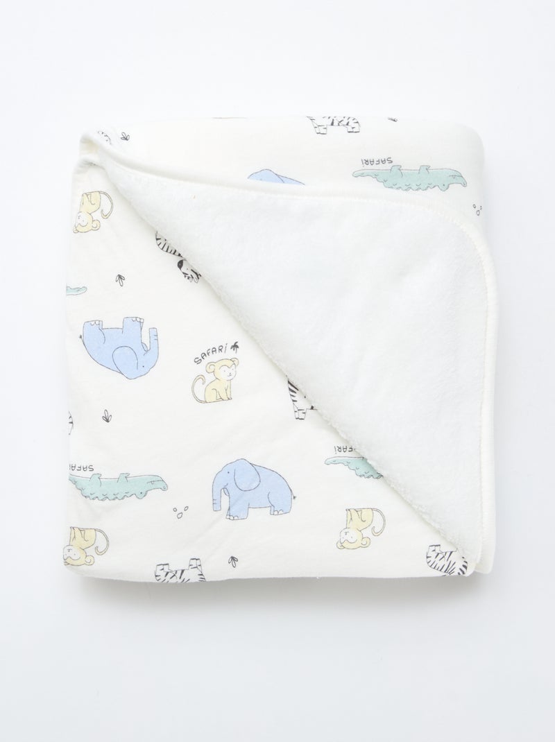 Couverture imprimé en coton jersey Blanc - Kiabi
