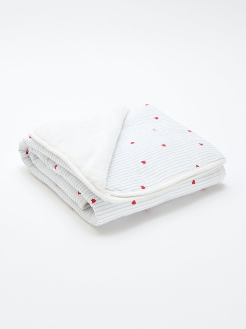 Couverture imprimé en coton jersey Bleu - Kiabi