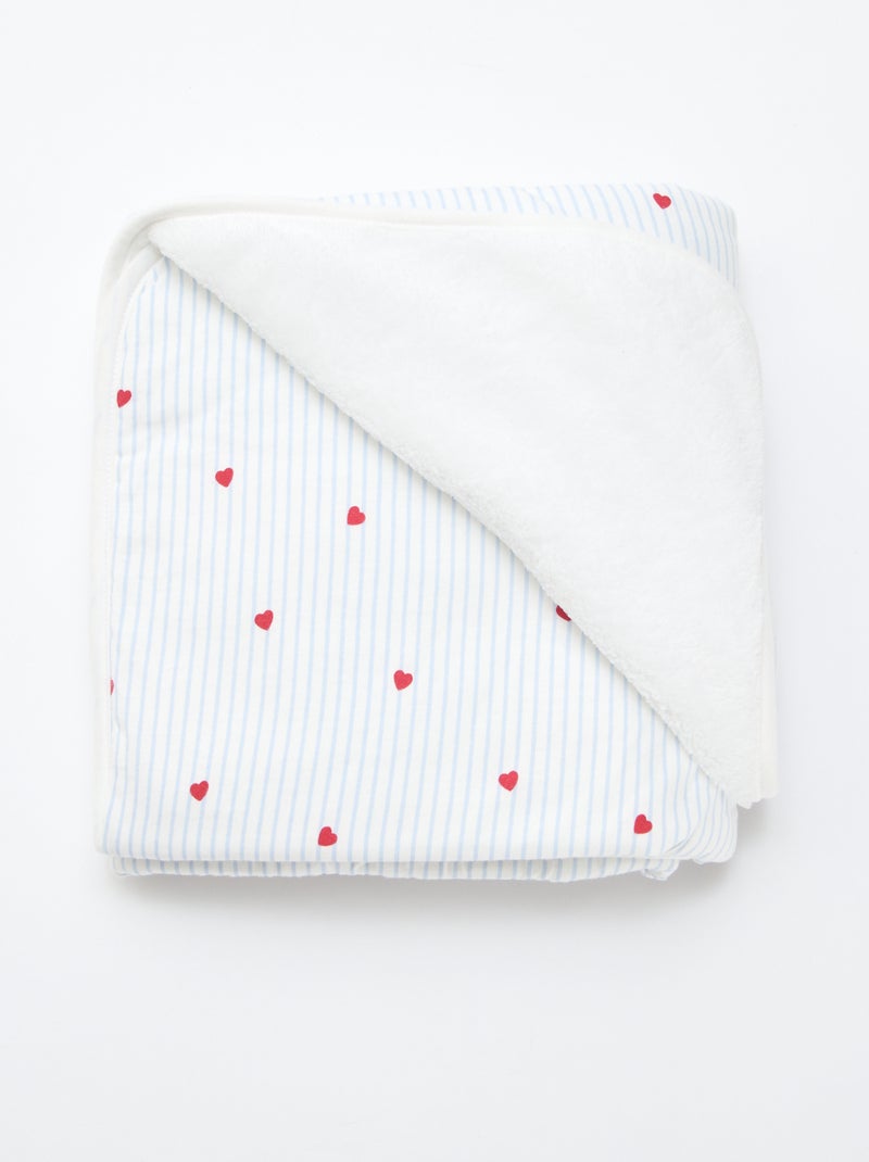 Couverture imprimé en coton jersey Bleu - Kiabi