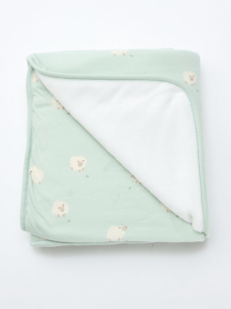 Couverture imprimé en coton jersey Bleu - Kiabi