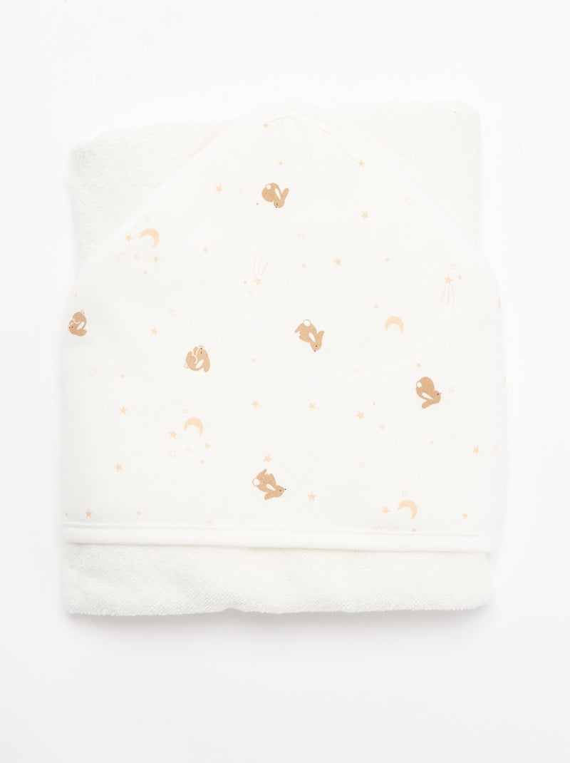 Couverture imprimé en coton jersey et polaire Blanc - Kiabi