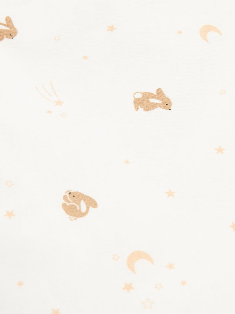 Couverture imprimé en coton jersey et polaire Blanc - Kiabi