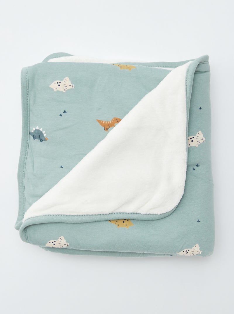 Couverture imprimé en coton jersey Vert - Kiabi